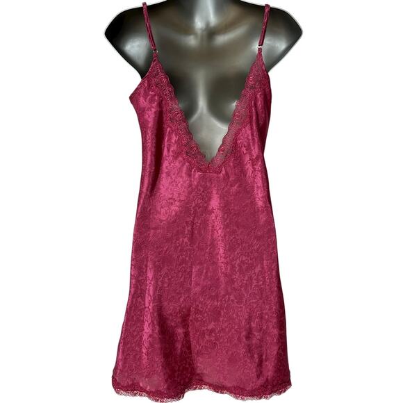 Vintage Jaclyn Smith Sleepwear Nightgown Magenta Floral Slip Dress Women's Small - Picture 2 of 11